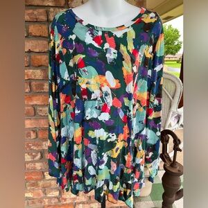 LOGO Lori Goldstein Colorful Abstract Women's Top size 3x.